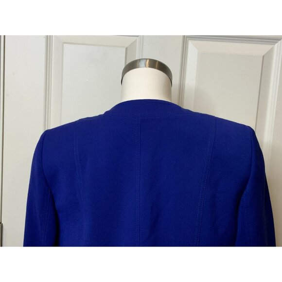 Tahari Arthur S. Levine Ronald Blue Black Faux Leather Trim Jacket, Size 8 - Picture 10 of 11